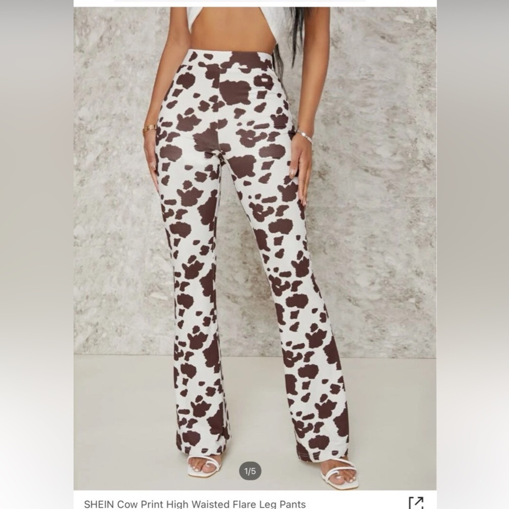 SHEIN cowprint flare pants size small